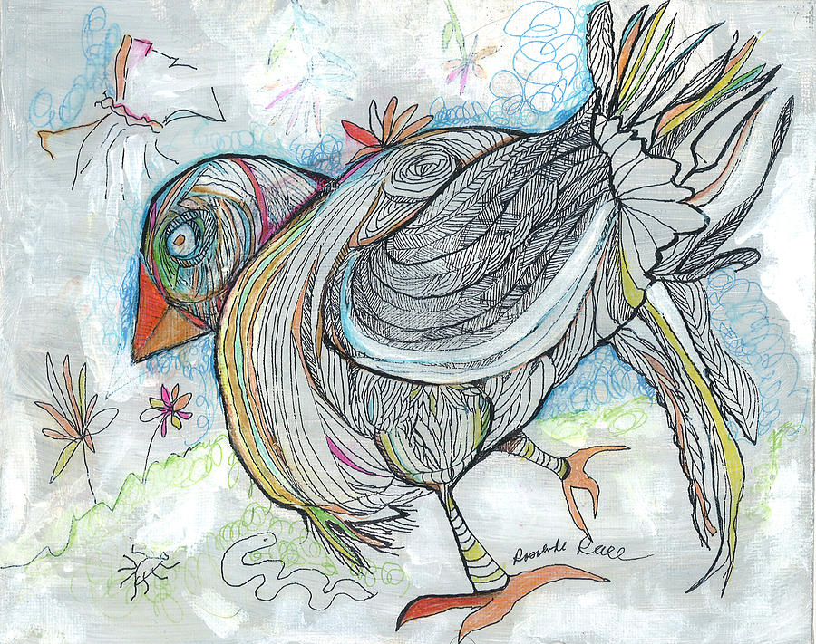 The Bird is Early but not All that Interested in the Worm Drawing by Rosalinde Reece
