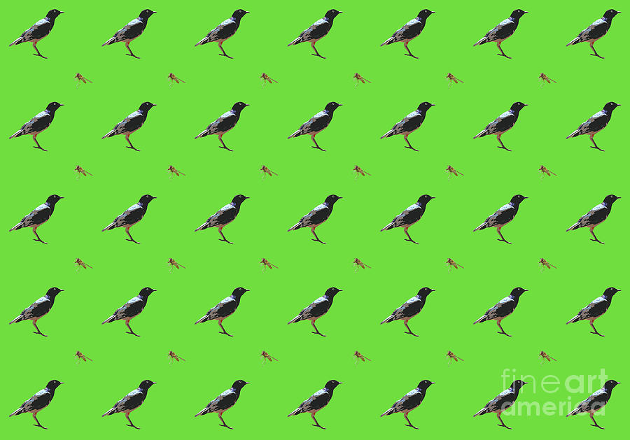 The Birds and The Bees green pattern design Digital Art by Eddie Barron