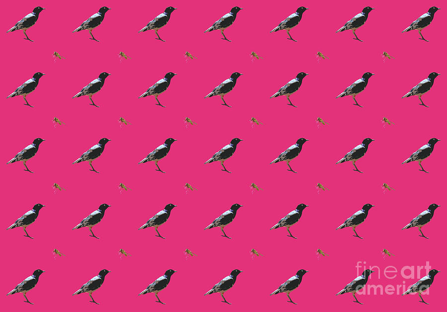 The Birds and The Bees pink pattern design Digital Art by Eddie Barron