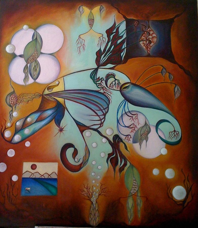 Abstract Painting - The Birth by Andreea Bogdan