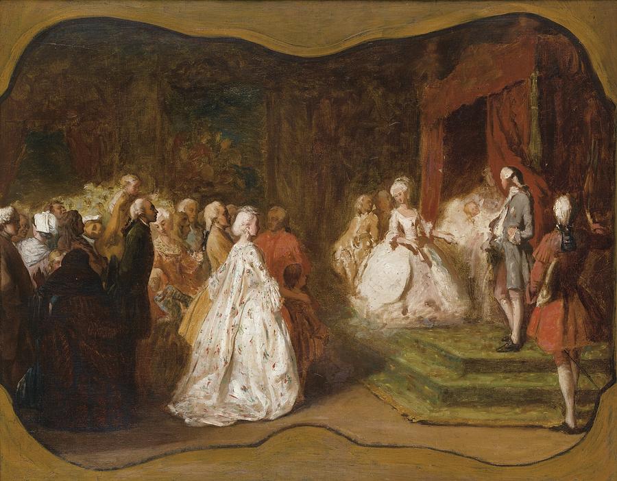 The Birth of Louis-Philippe Painting by Attributed to Eugene Isabey