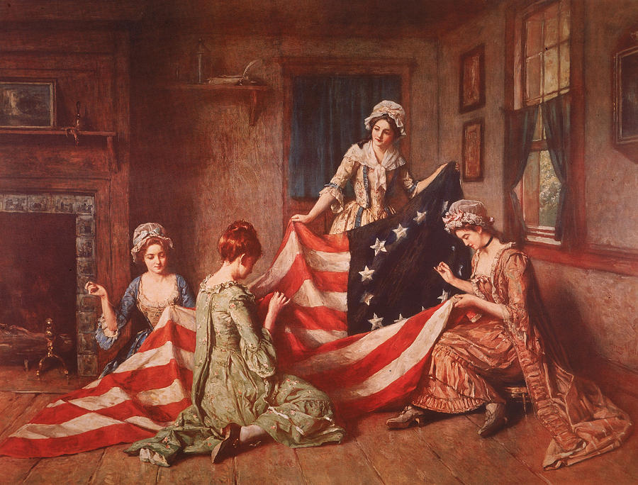 Flag Painting - The Birth of the Flag by Henry Mosler