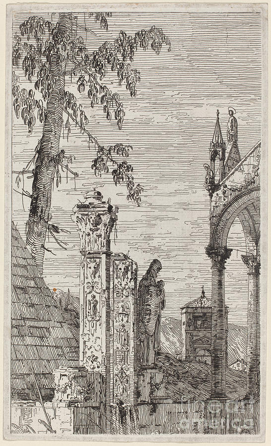 The Bishops Tomb Drawing by Canaletto
