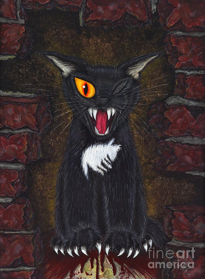 Cat Painting - The Black Cat Edgar Allan Poe by Carrie Hawks