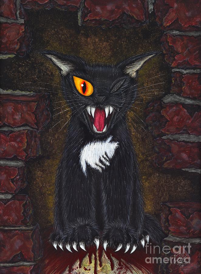  The Black Cat  Edgar Allan Poe Painting by Carrie Hawks