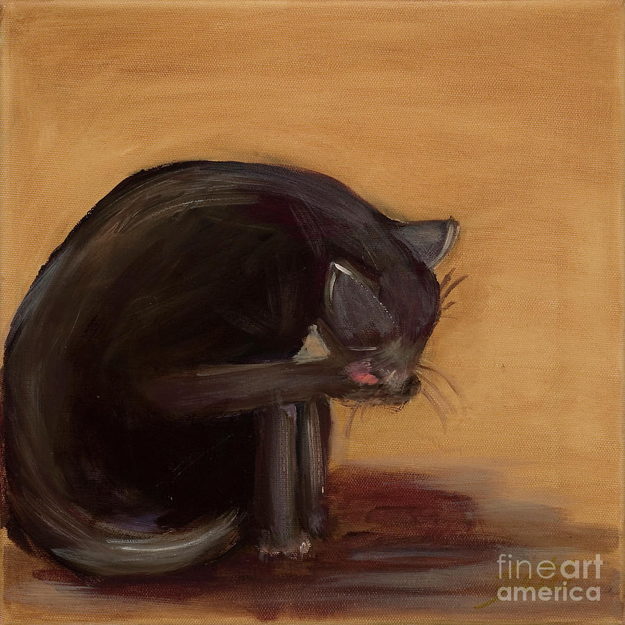 The black cat Painting by Pati Pelz