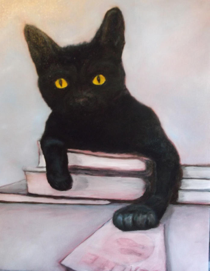 Halloween Painting - The Black Cat by Sherry Bunker
