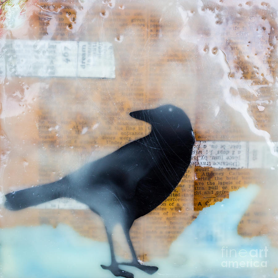 Music Painting - The Black Crow Knows Mixed Media Encaustic by Edward Fielding
