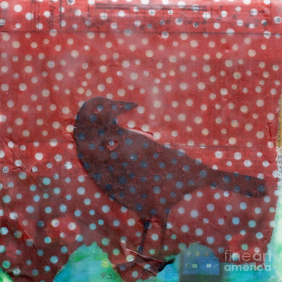 Crow Painting - The Black Crow Knows Snowfall Encaustic Mixed Media by Edward Fielding
