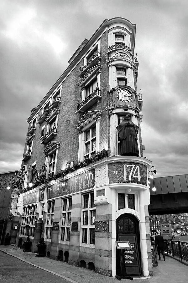 The Black Friar London Pub Bar in Black and White Photograph by Gill Billington