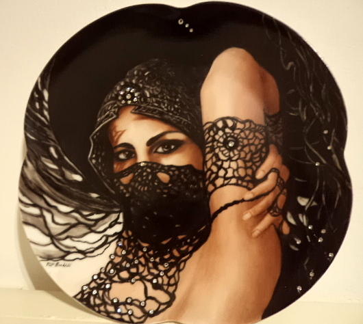 The black lace veil Painting by Patricia Rachidi