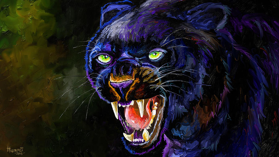 The Black Panther Painting by Anthony Mwangi
