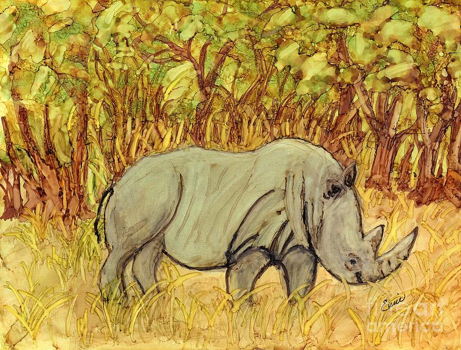 The Black Rhino  Painting by Eunice Warfel