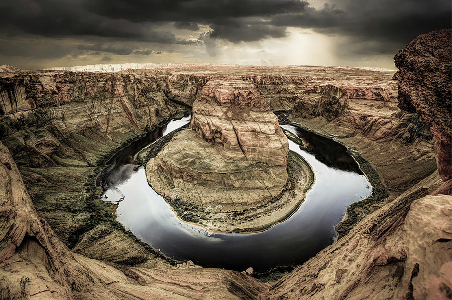 Landscape Photograph - Black River Around Horseshoe Bend by Gregory Ballos