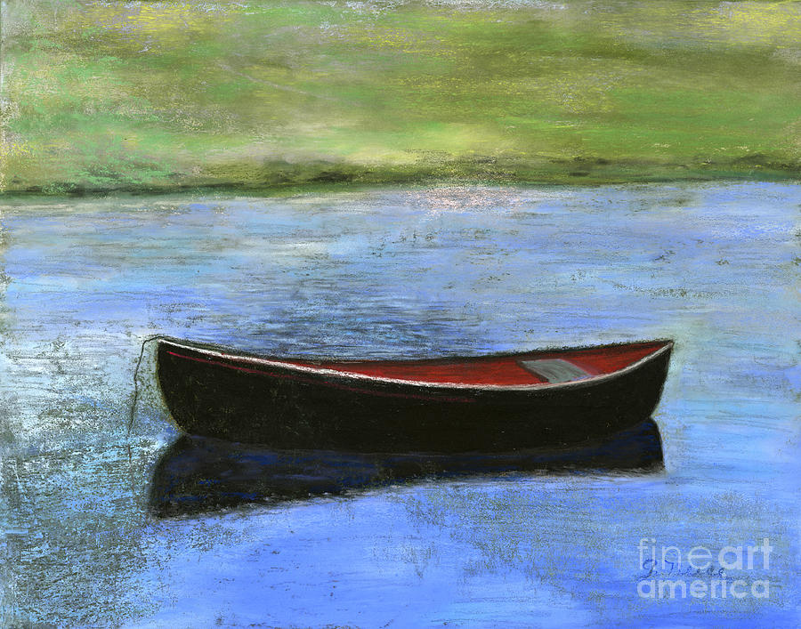 The Black Rowboat Painting by Ginny Neece