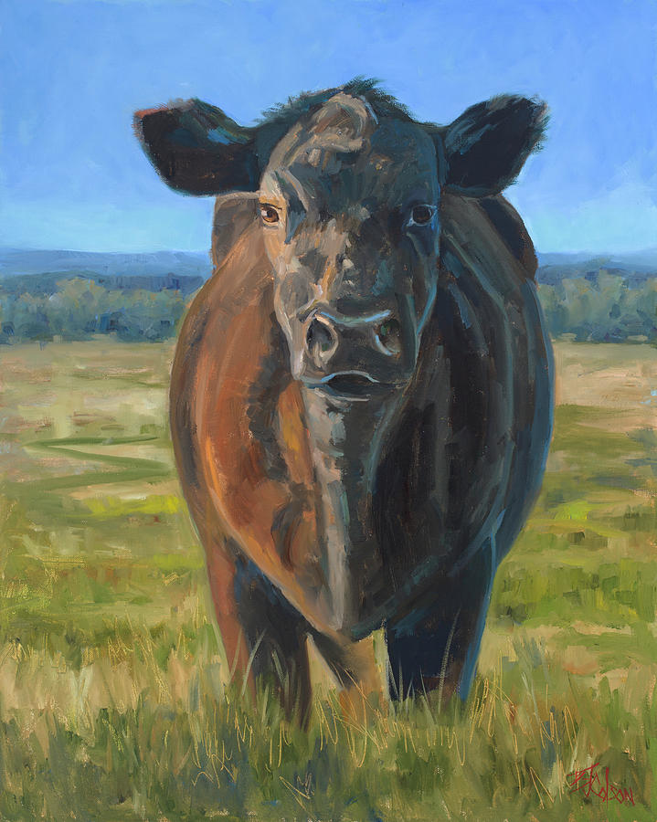 The Black Steer Painting by Billie Colson