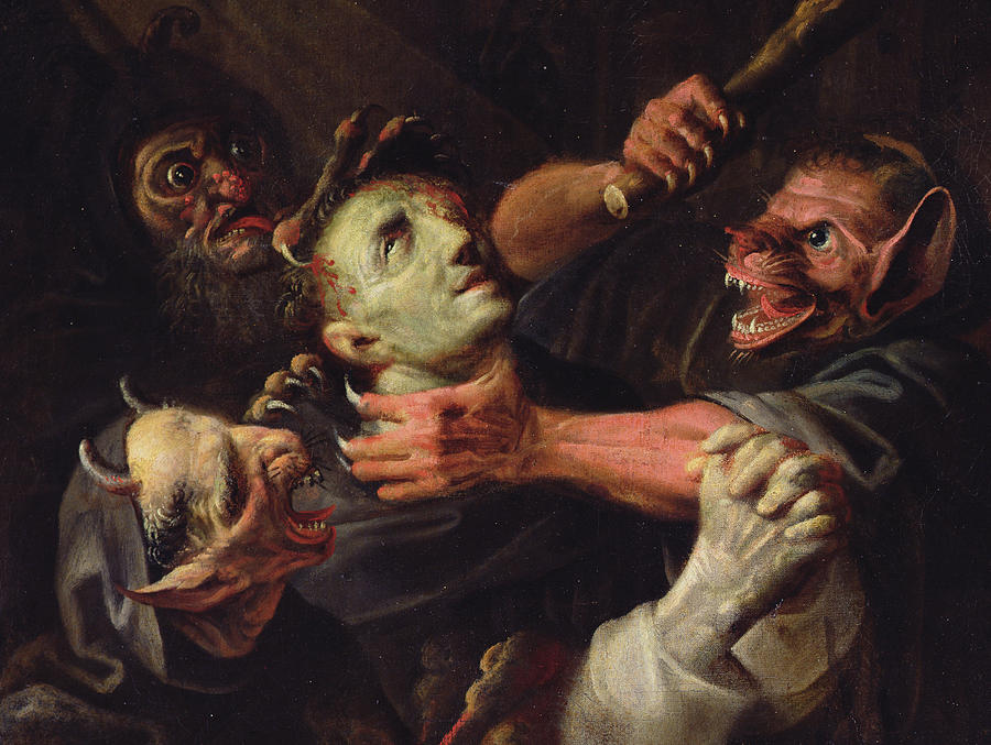 Halloween Painting - The Blessed Guillaume de Toulouse Tormented by Demons by Ambroise Fredeau