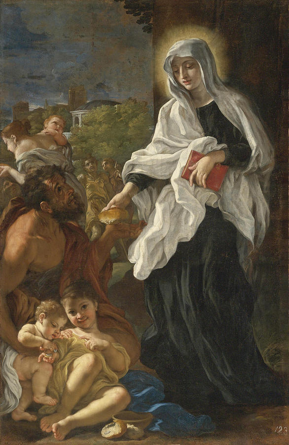 The Blessed Ludovica Albertoni Distributing Alms Painting by Giovanni Battista Gaulli