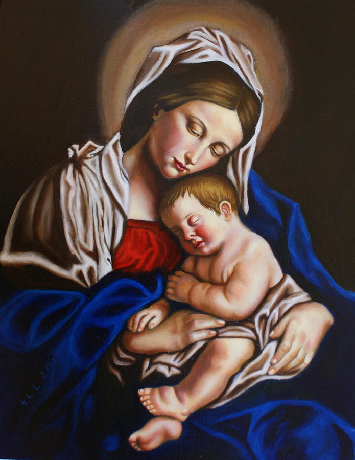 The Blessed Mother and the Infant Jesus Painting by Theresa Cangelosi