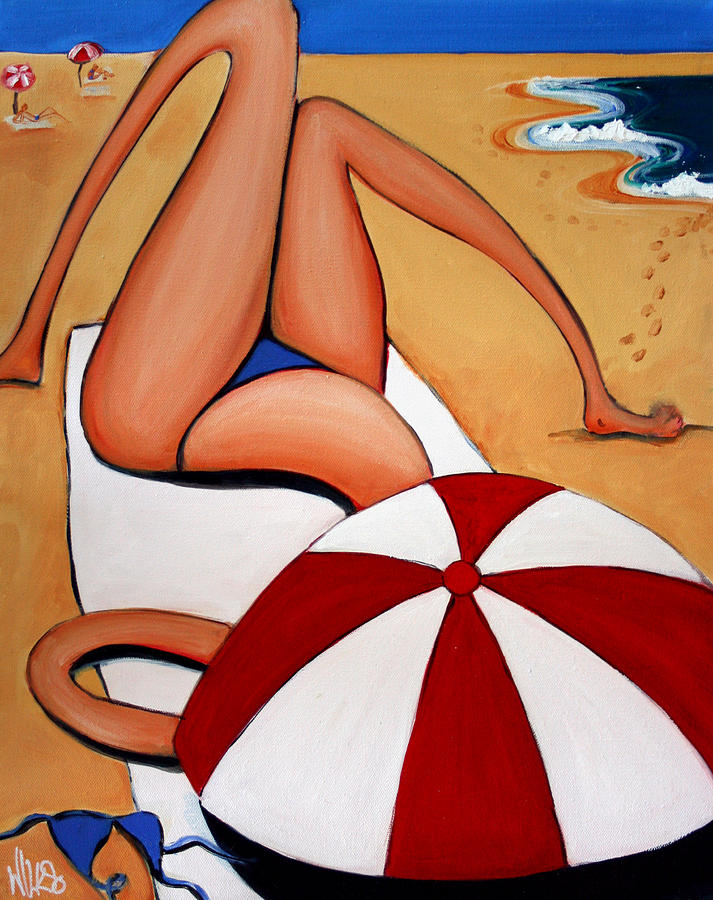 Beach Painting - The Blue Bikini by Leanne Wilkes