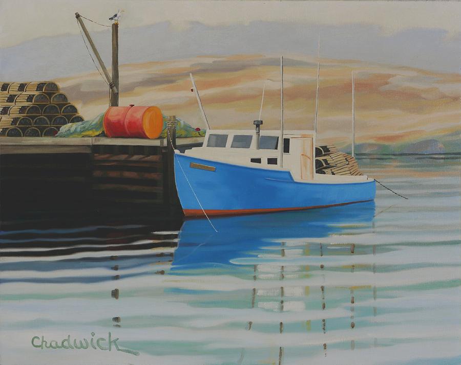 The Blue Boat Painting by Phil Chadwick