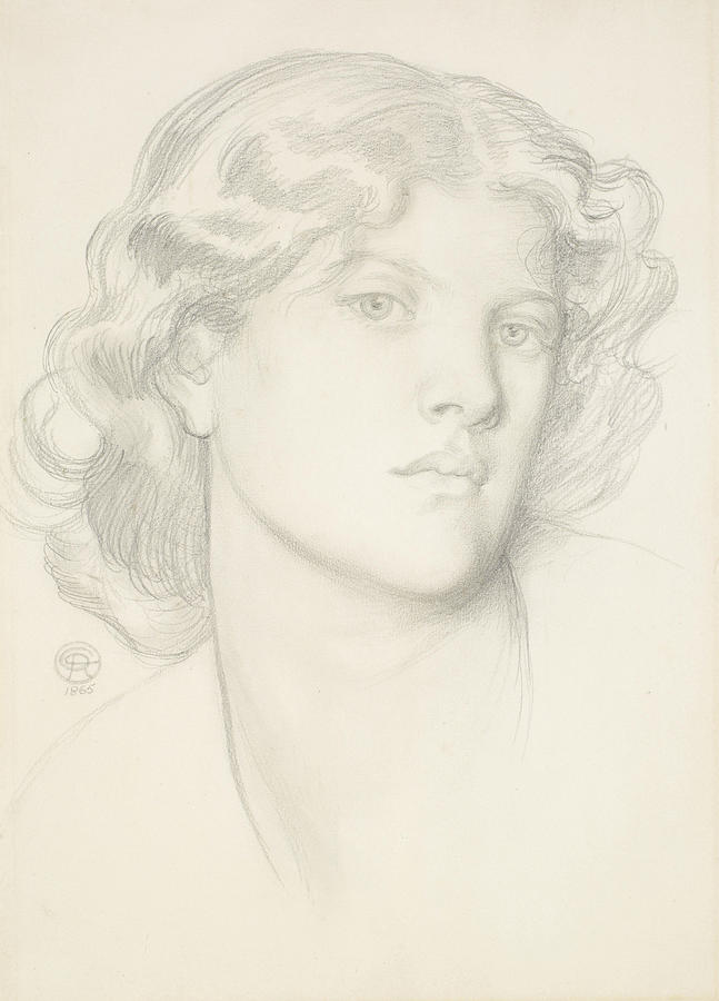 The Blue Bower - Female Head Study Drawing by Dante Gabriel Rossetti
