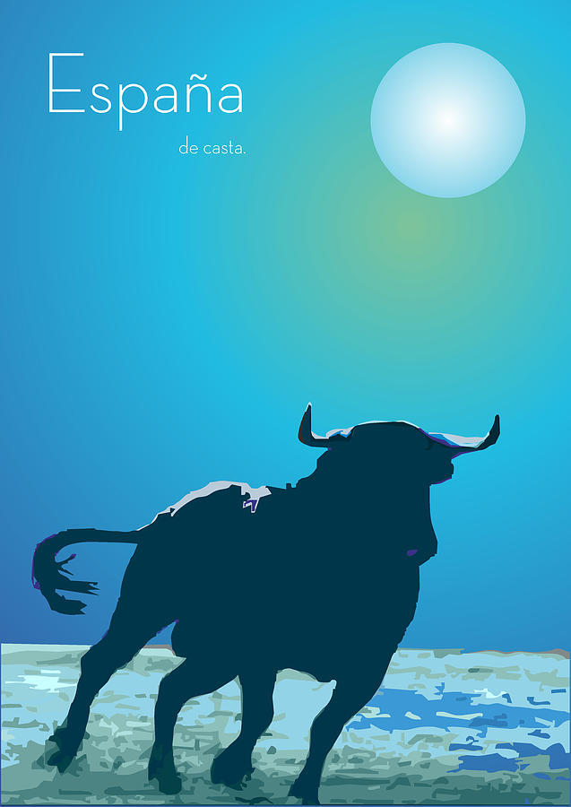 The blue bull  Digital Art by Quim Abella