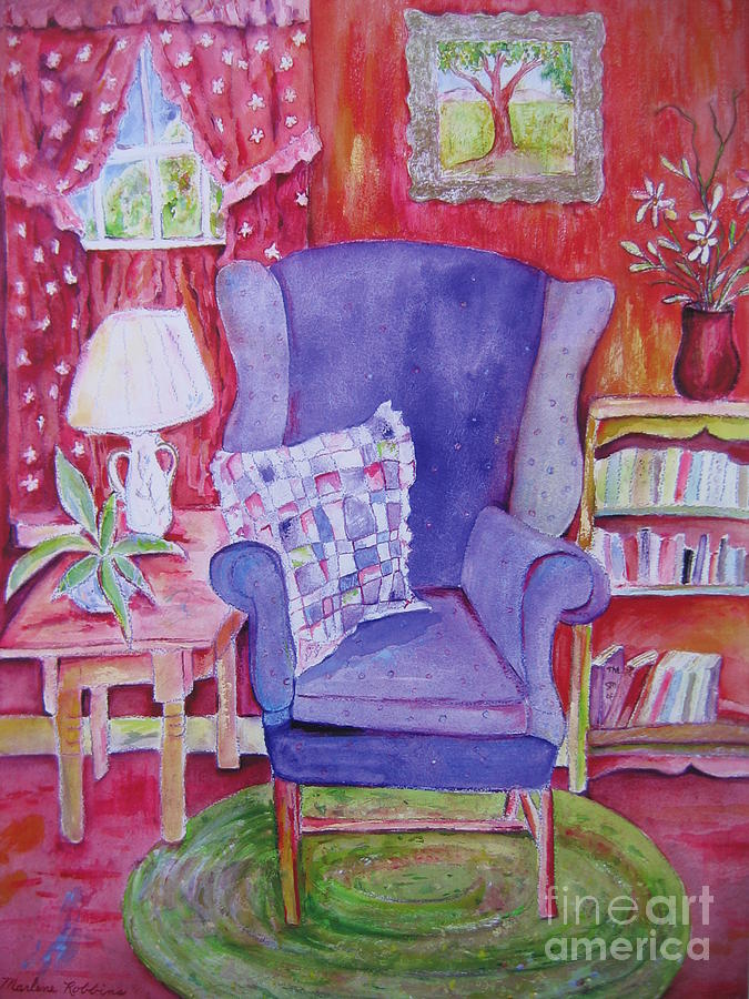 Chair Painting - The Blue Chair by Marlene Robbins Chair Painting - The Blue Chair by Marlene Robbins