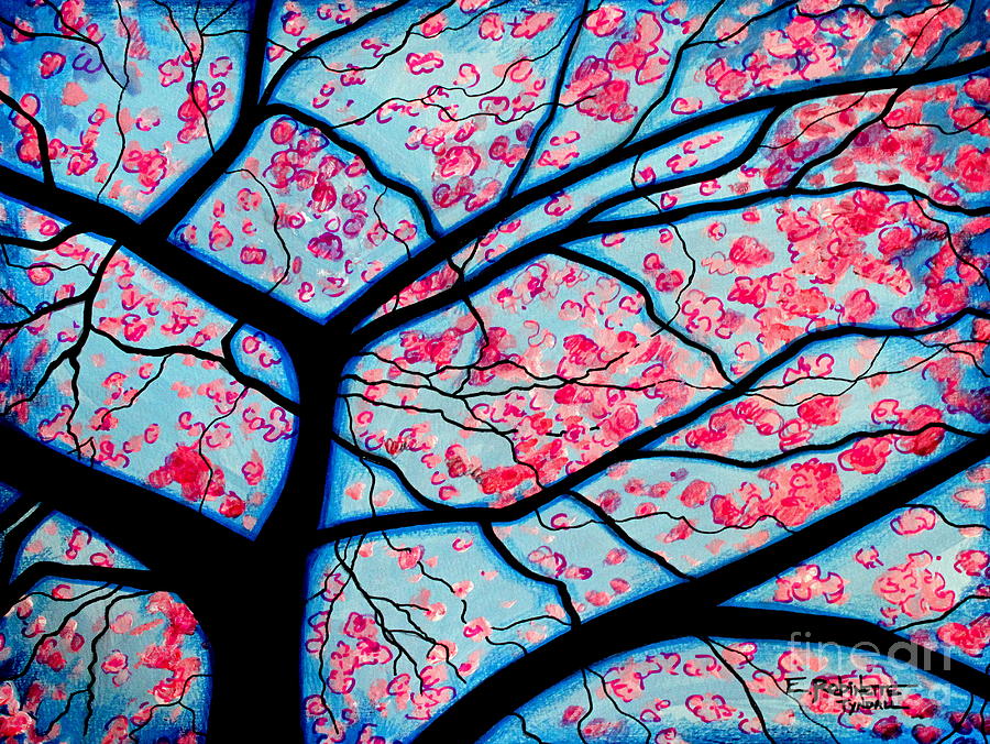 The Blue Cherry Blossom Tree Painting by Elizabeth ...