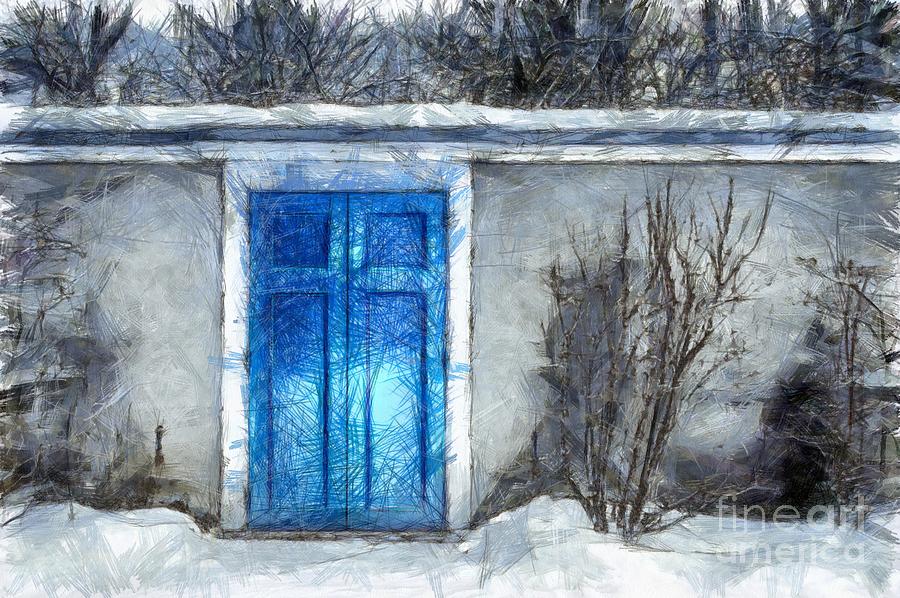 The Blue Door Beckons Pencil Photograph by Edward Fielding