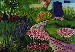Landscape Painting - The Blue Door by Glynnis Sorrentino Landscape Painting - The Blue Door by Glynnis Sorrentino