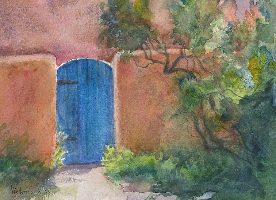 Santa Fe Painting - The Blue Door by Victoria Lisi