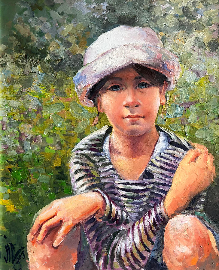  The Blue-eyed Little Girl Painting by Vali Irina Ciobanu