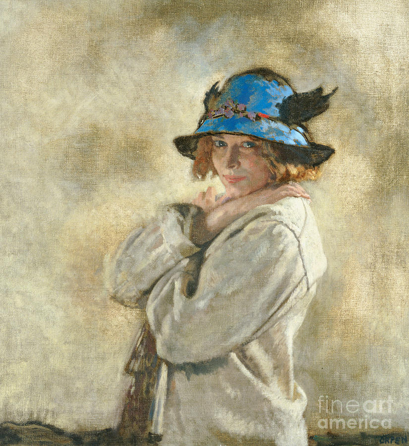 Portrait Painting - The Blue Hat by William Orpen