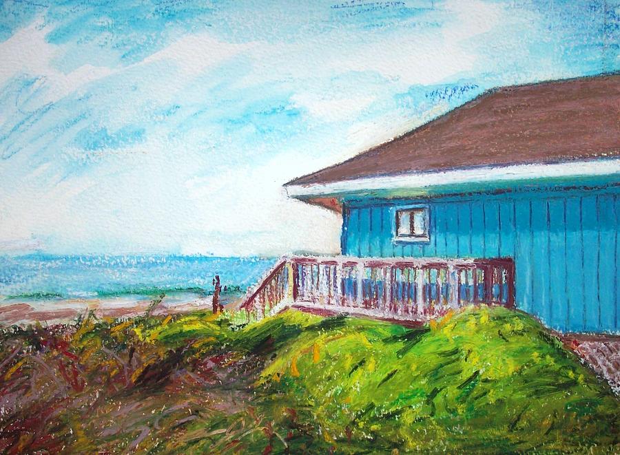Beach Painting - The Blue House by Bethany Bryant