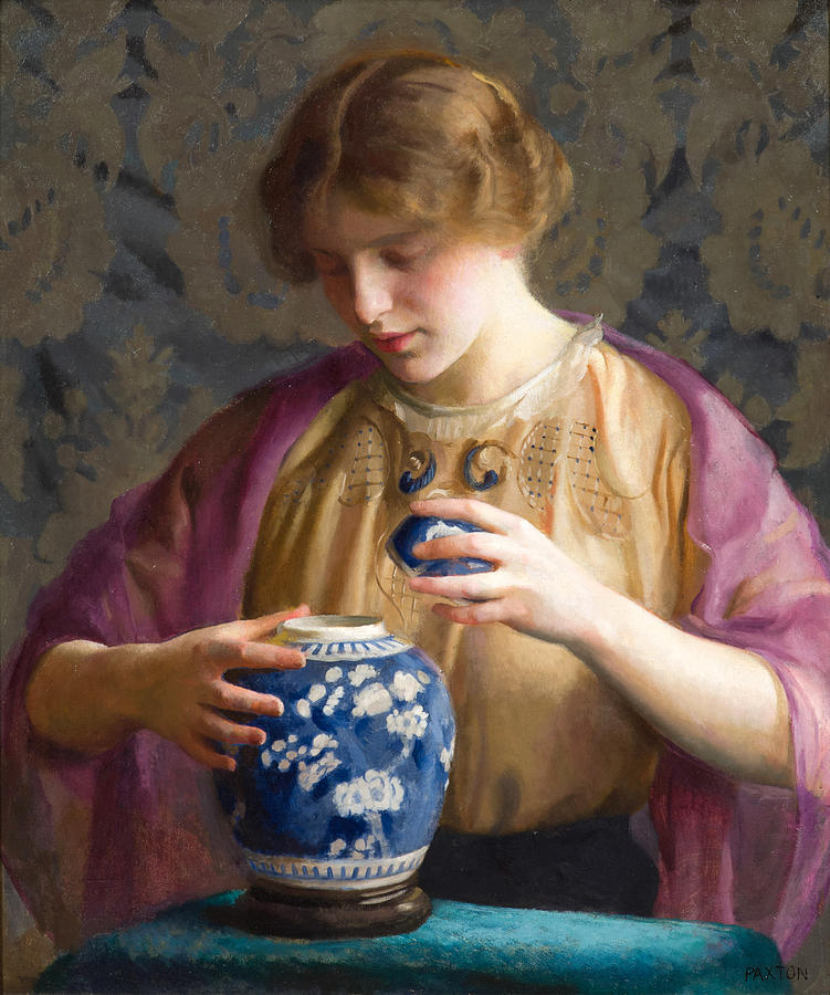 William Mcgregor Paxton Painting - The Blue Jar by William McGregor Paxton