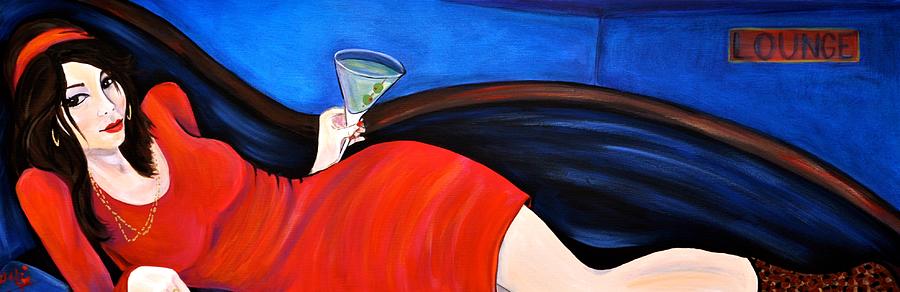 Martini Painting - The Blue Lounge by Debi Starr