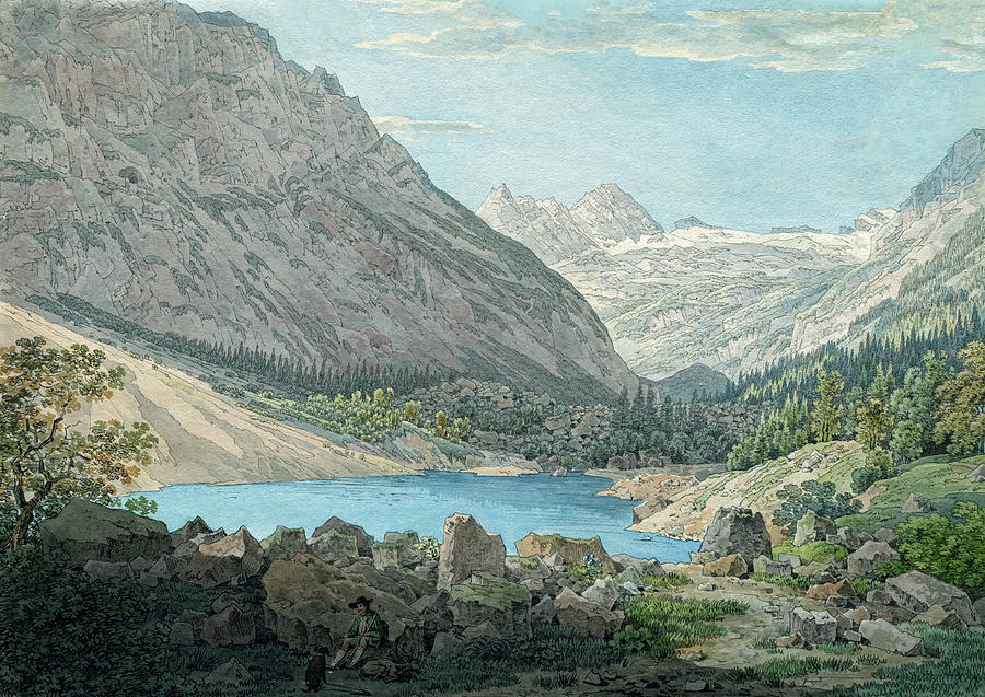 The Blue Pool in the Rein Valley near Garmisch Painting by Max Joseph Wagenbauer