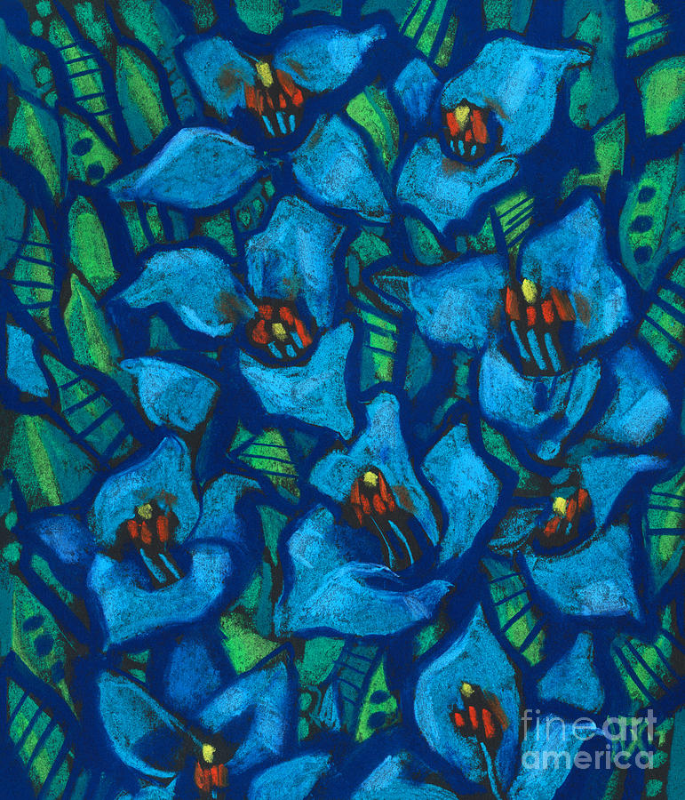 The Blue Puya Painting by Julia Khoroshikh