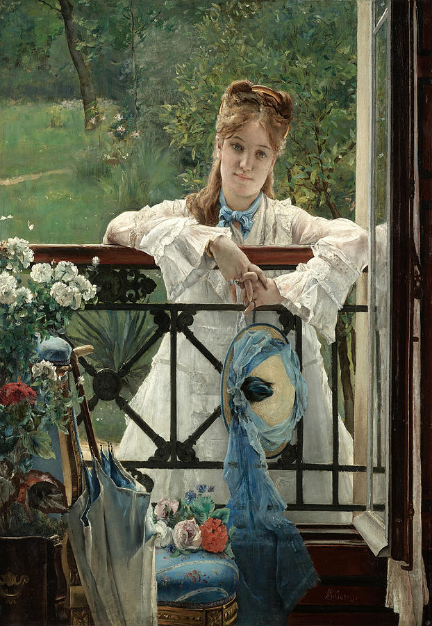 Alfred Stevens Painting - The Blue Ribbon by Alfred Stevens