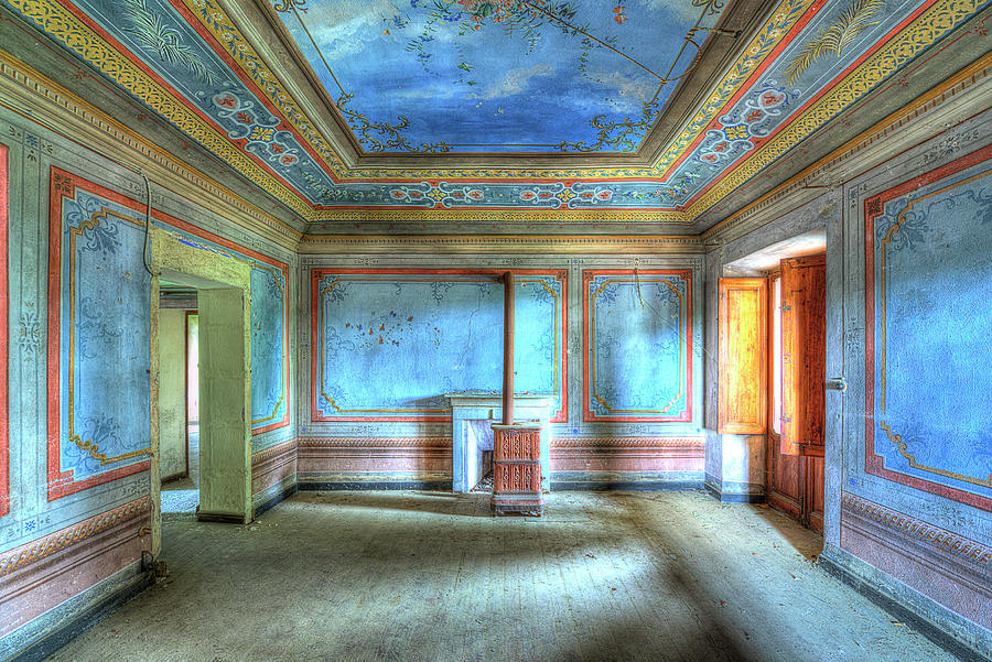 THE BLUE ROOM of THE VILLA WITH THE COLORED ROOMS Photograph by Enrico Pelos