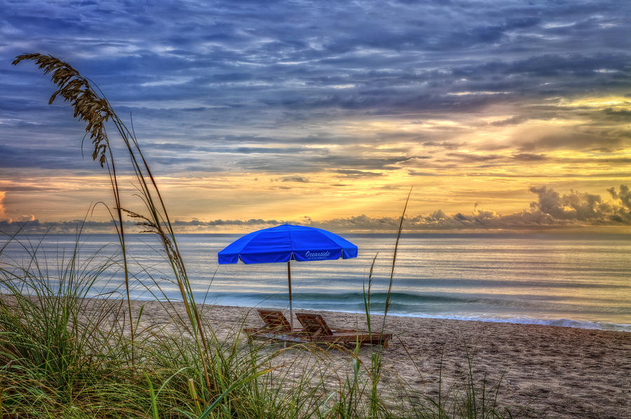 Miami Photograph - The Blue Umbrella by Debra and Dave Vanderlaan