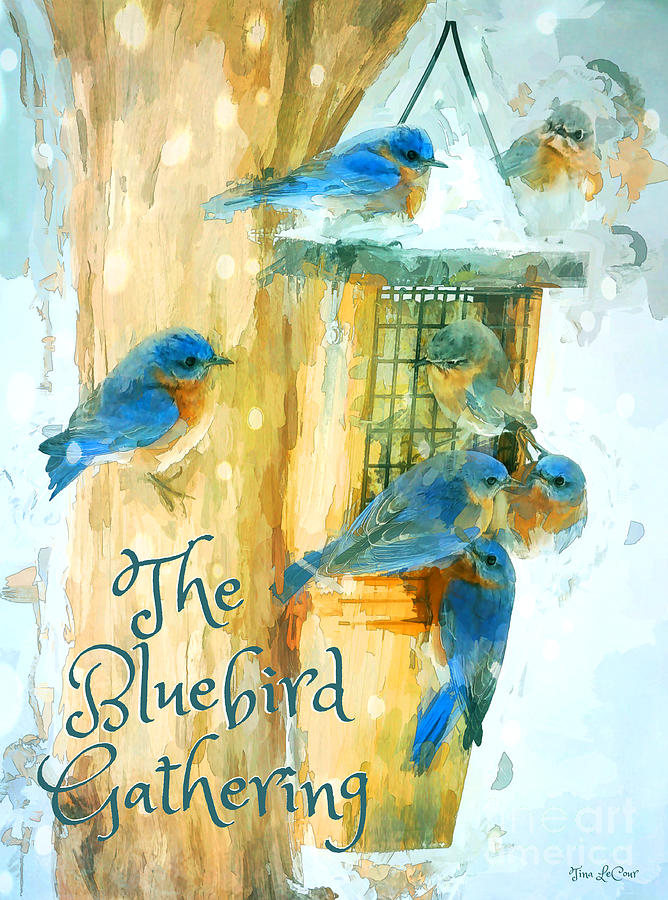 The Bluebird Gathering Mixed Media by Tina LeCour