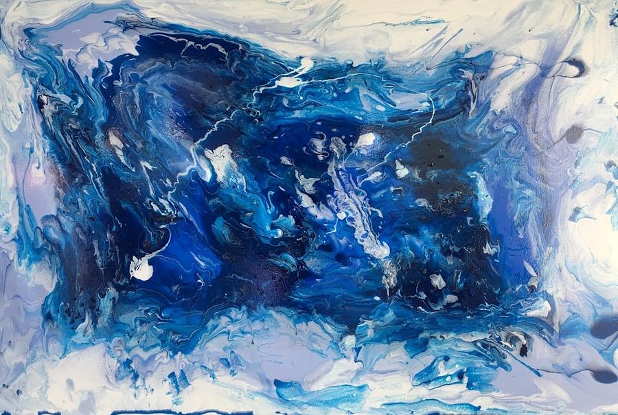Acrylic Pour Painting - The Blues by Marita McVeigh Acrylic Pour Painting - The Blues by Marita McVeigh