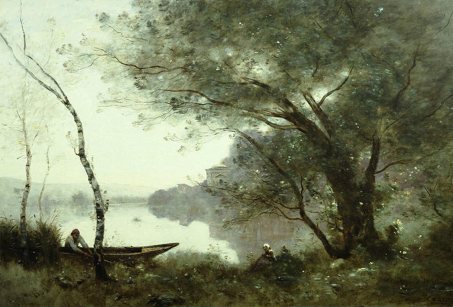 The Boatman of Mortefontaine Painting by Jean-Baptiste-Camille Corot