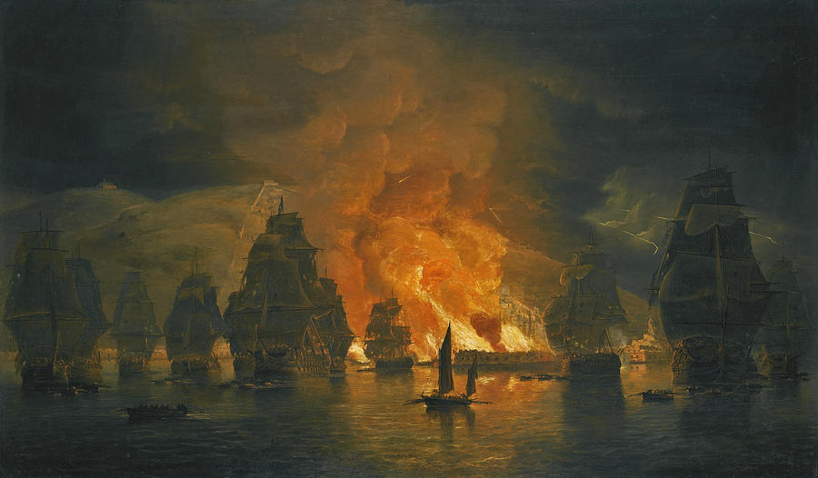 The Bombardment of Algiers 27th August 1816 Painting by Thomas Luny