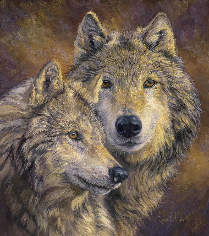 Wolves Painting - The Bond by Lucie Bilodeau