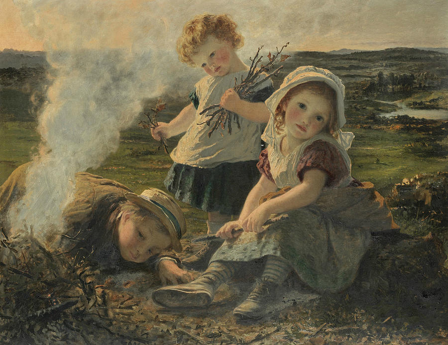 The Bonfire Painting by Sophie Gengembre Anderson