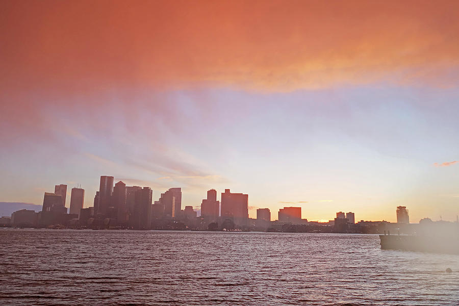 The Boston Skyline at Sunset From East Boston Storm Photograph by Toby McGuire