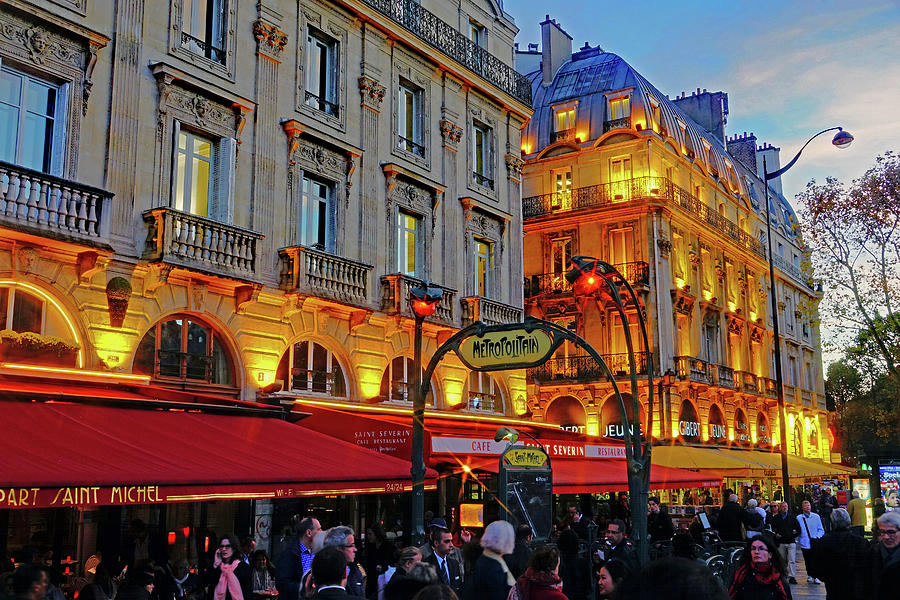 The Boulevard Saint Michel At Dusk In Paris, France Photograph by Rick Rosenshein